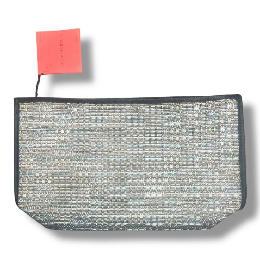 NWT Alan Stuart DOT Gray and Blue Woven Clutch